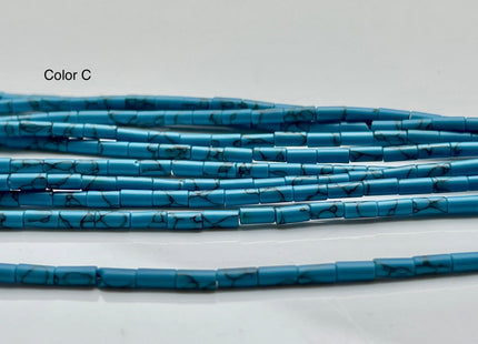 2x4 mm Tube Shape Howlite Gemstone Beads Genuine Turquoise Blue Color Howlite Gemstones Loose Spacer Beads 15.5 Inches Strand #3942