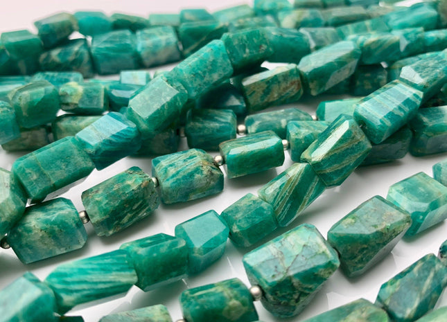 7-9x10-14 mm Natural Green Amazonite Gemstone Beads Faceted Nugget Shape Genuine Quality Irregular Amazonite Gemstone Bead 8 Inches #3818