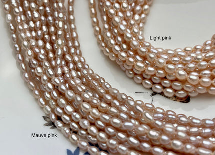 3.5-4x5 mm AA Natural Mauve Pink/Light Pink Color Rice Shape Freshwater Pearl Beads Genuine Tiny Freshwater Pearls Small Seed Pearls #P1519