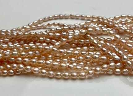 3.5-4x5 mm AA Natural Mauve Pink/Light Pink Color Rice Shape Freshwater Pearl Beads Genuine Tiny Freshwater Pearls Small Seed Pearls #P1519
