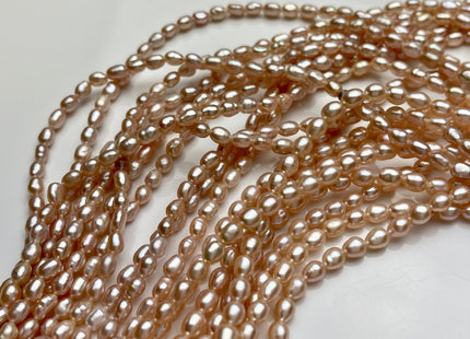 3.5-4x5 mm AA Natural Mauve Pink/Light Pink Color Rice Shape Freshwater Pearl Beads Genuine Tiny Freshwater Pearls Small Seed Pearls #P1519