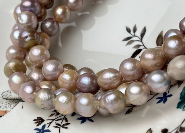 11-14mm Half/Full Strand Large Hole Multi Mauve Pink Baroque Pearl Bead 2.2mm Hole Natural Pink Color Edison Pearl #P2322