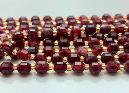 5x6mm 7x8mm Faceted Energy Prism Cut Garnet Gemstone Beads Genuine Double Terminated Points Red Garnet Beads 15.5 Inches 49 Pieces #3575