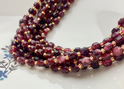 5x6mm 7x8mm Faceted Energy Prism Cut Garnet Gemstone Beads Genuine Double Terminated Points Red Garnet Beads 15.5 Inches 49 Pieces #3575