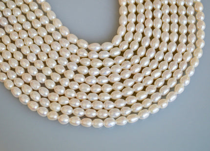 5x7mm AAA Large Hole Natural White Rice / Oval Freshwater Pearl Beads Hole Size 1.0mm Large Hole Rice Beads Large Hole White Rice Pearl #21