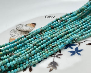 2mm AAA Faceted Round Tiny Turquoise Gemstone Beads Brown Green Tiny Gemstone Loose Beads 15.5 Inches Strand #4072