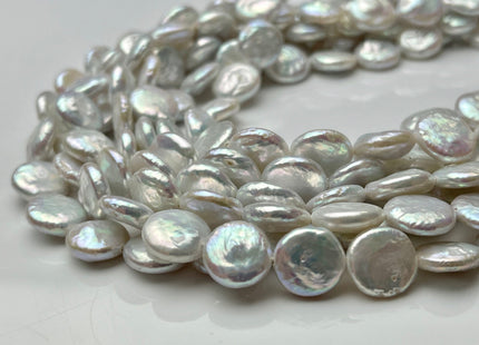 11-12 mm AAA Natural White Coin Freshwater Pearl Beads Genuine Cultured High Luster Quality Freshwater Coin Pearls #1512