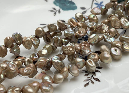 8x10 mm Beige Champagne Color Keshi Freshwater Pearl Beads Top Drilled Rare Genuine Keshi Freshwater Pearls #P1761
