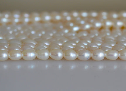 5x7mm AAA Large Hole Natural White Rice / Oval Freshwater Pearl Beads Hole Size 1.0mm Large Hole Rice Beads Large Hole White Rice Pearl #21