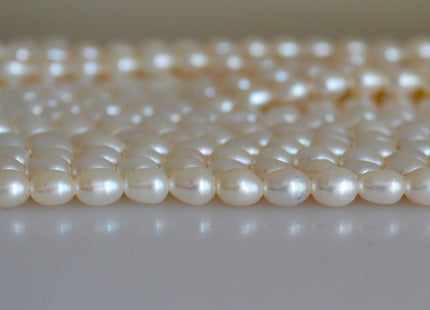 5x7mm AAA Large Hole Natural White Rice / Oval Freshwater Pearl Beads Hole Size 1.0mm Large Hole Rice Beads Large Hole White Rice Pearl #21