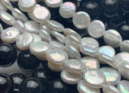 11-12 mm AAA Natural White Coin Freshwater Pearl Beads Genuine Cultured High Luster Quality Freshwater Coin Pearls #1512