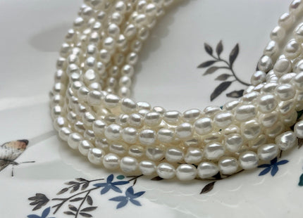 4.5-5x6 mm Natural White Rice Freshwater Pearl Genuine High Luster Pearl Beads Bridal Pearls Wholesale White Pearls 58 Beads #P1902