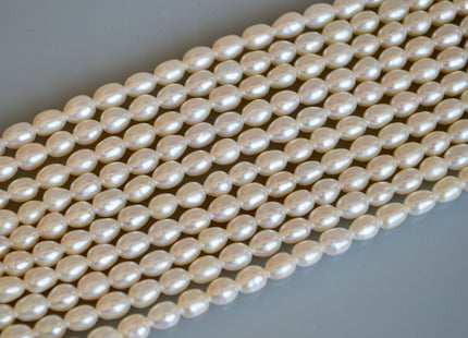 5x7mm AAA Large Hole Natural White Rice / Oval Freshwater Pearl Beads Hole Size 1.0mm Large Hole Rice Beads Large Hole White Rice Pearl #21