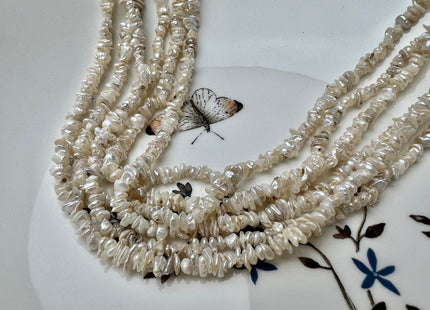 4-5 mm Very Rare Natural White Keshi Freshwater Pearl Beads Center Drilled Cornflakes Shape Keshi Chips Pearls Genuine Tiny Pearls #P2293