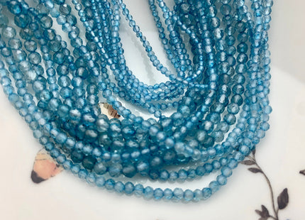 2mm 3mm 4mm AAA Micro Faceted Round Blue Topaz Gemstone Beads Genuine Natural Blue Topaz 15.5 Inches Strand #3812
