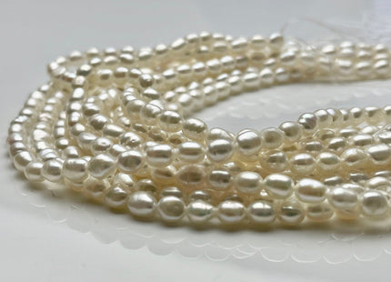 4.5-5x6 mm Natural White Rice Freshwater Pearl Genuine High Luster Pearl Beads Bridal Pearls Wholesale White Pearls 58 Beads #P1902