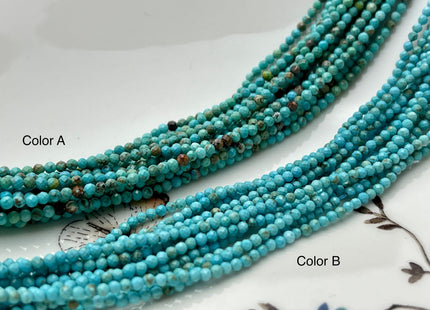 2mm AAA Faceted Round Tiny Turquoise Gemstone Beads Brown Green Tiny Gemstone Loose Beads 15.5 Inches Strand #4072