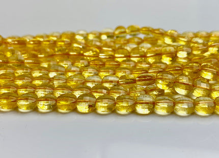 6 mm Micro Faceted Diamond Cut Citrine Flat Coin Disc Shape Gemstone Beads Genuine Natural Gold Citrine 15 Inches Strand #3216