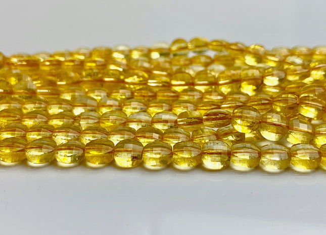 6 mm Micro Faceted Diamond Cut Citrine Flat Coin Disc Shape Gemstone Beads Genuine Natural Gold Citrine 15 Inches Strand #3216