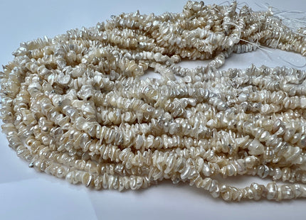 4-5 mm Very Rare Natural White Keshi Freshwater Pearl Beads Center Drilled Cornflakes Shape Keshi Chips Pearls Genuine Tiny Pearls #P2293