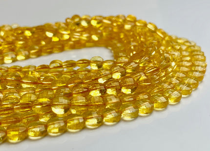 6 mm Micro Faceted Diamond Cut Citrine Flat Coin Disc Shape Gemstone Beads Genuine Natural Gold Citrine 15 Inches Strand #3216
