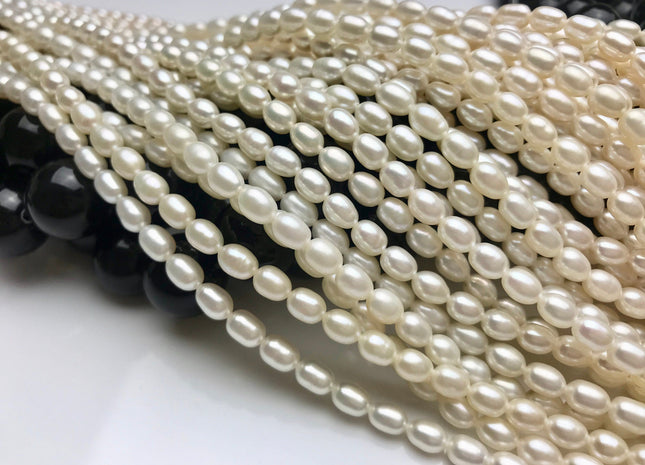 BEST SALE Limited Time Offer 4.5x6 mm Or 5x7 mm AAA Top Quality High Luster Natural White Rice/Oval Shape Freshwater Pearl Beads #868