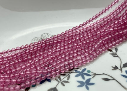 3-3.5 mm AAA Micro Faceted Round Pink Topaz Gemstone Beads Genuine Natural Gummy Pink Topaz 13 Inches Strand #4110