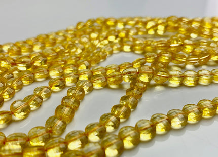 6 mm Micro Faceted Diamond Cut Citrine Flat Coin Disc Shape Gemstone Beads Genuine Natural Gold Citrine 15 Inches Strand #3216