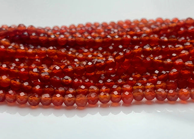 2mm 3mm 4mm AAA Micro Faceted Round Carnelian Gemstone Beads Top Quality Orange Carnelian Faceted Gemstone Loose Beads #2329