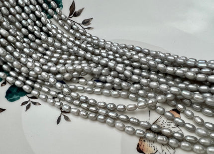 3.5-4x5-5.5 mm Gray Color Rice/Oval Freshwater Pearls Genuine Freshwater Tiny Seed Pearl Beads #P2274