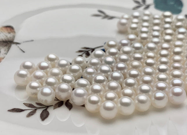 Two Pieces AAAAA 5-5.5mm High Luster Undrilled/Half Drilled/Through Drilled Tiny Freshwater Pearls Genuine White Round Pearl Beads #P1195