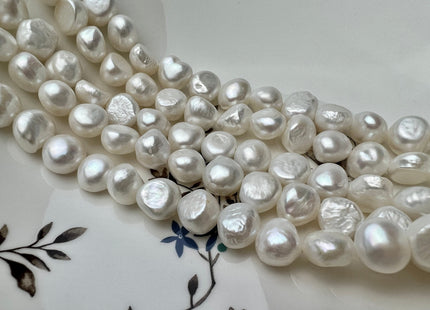 11.5-12 mm AAA Large Hole Natural White Freshwater Pearl Nugget Beads Hole Size 1.2 mm Genuine Natural Freshwater Large Hole Pearls #P2273