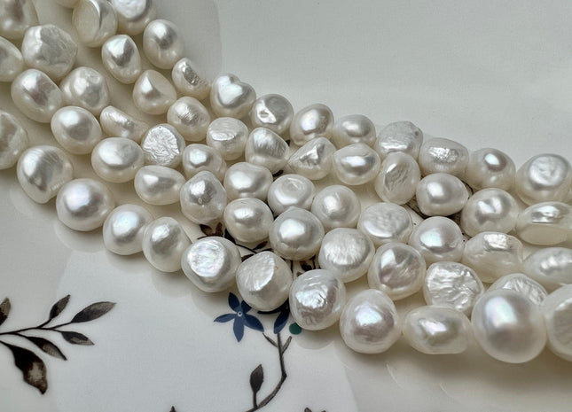 11.5-12 mm AAA Large Hole Natural White Freshwater Pearl Nugget Beads Hole Size 1.2 mm Genuine Natural Freshwater Large Hole Pearls #P2273