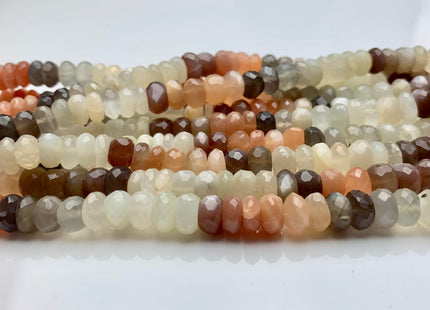 8mm 9mm 10mm Natural AAA Mixed Moonstone Beads Faceted Rondelle Top Quality White Peach Gray Coffee Moonstone Beads 8 inches Strand #3738