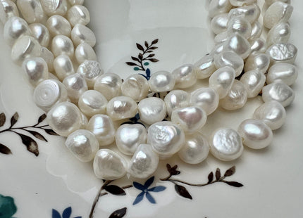 11.5-12 mm AAA Large Hole Natural White Freshwater Pearl Nugget Beads Hole Size 1.2 mm Genuine Natural Freshwater Large Hole Pearls #P2273