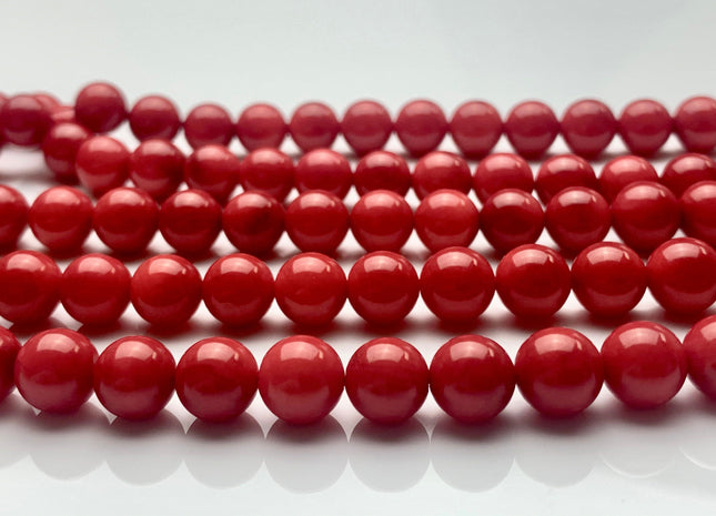8mm 10mm Smooth Round Red Bamboo Coral Beads Quality Red Bamboo Coral 15.5 Inches Strand 45 Beads #3566