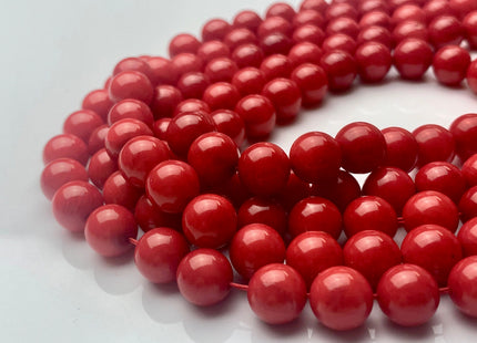 8mm 10mm Smooth Round Red Bamboo Coral Beads Quality Red Bamboo Coral 15.5 Inches Strand 45 Beads #3566