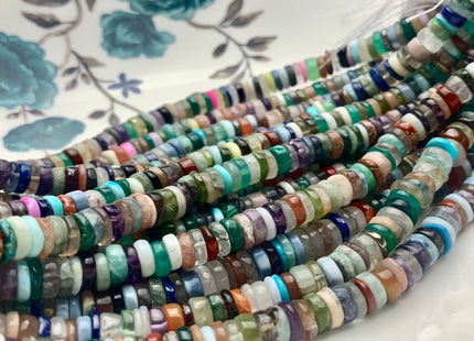7mm 8mm 9mm AAA 100% All Natural Mixed Amethyst Lapis Chalcedony Emerald Green Garnet Turquoise Jade Malachite Heishi Beads 8 Inches #3769