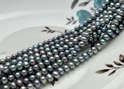 4x5 mm AA Gray Peacock Color Potato Freshwater Pearl Beads #P2160