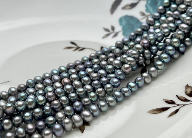 4x5 mm AA Gray Peacock Color Potato Freshwater Pearl Beads #P2160