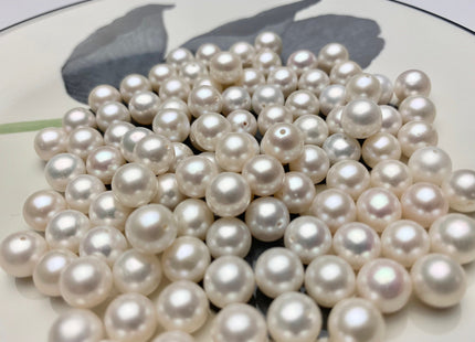 ONE Piece AAAA 8-8.5mm OR 8.5-9mm Top Quality High Luster Round Half Drilled Freshwater Pearl Genuine Natural White Freshwater Pearls #1645