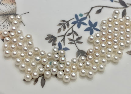 Two Pieces AAAAA 4-4.5mm High Luster Undrilled/Half Drilled/Through Drilled Tiny Freshwater Pearls Genuine Natural White Pearl Beads #P1193