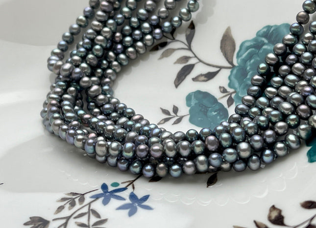 4x5 mm AA Gray Peacock Color Potato Freshwater Pearl Beads #P2160