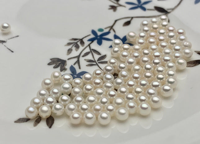 Two Pieces AAAAA 4-4.5mm High Luster Undrilled/Half Drilled/Through Drilled Tiny Freshwater Pearls Genuine Natural White Pearl Beads #P1193