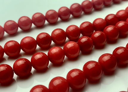 8mm 10mm Smooth Round Red Bamboo Coral Beads Quality Red Bamboo Coral 15.5 Inches Strand 45 Beads #3566