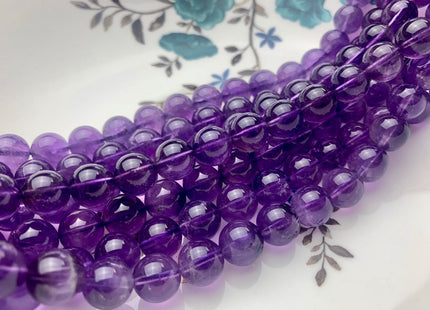 10mm Smooth Round Natural Purple Amethyst Gemstone Beads Genuine Purple Color Amethyst Gemstone Beads #3784