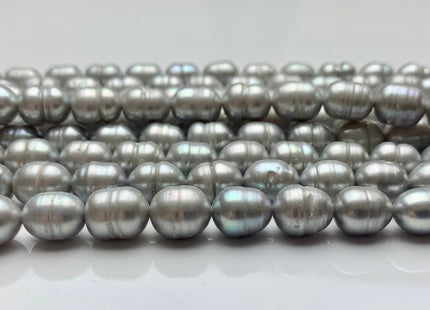 8x10 mm Silver Gray Color Rice Freshwater Pearl With Ring Genuine Freshwater Pearls Gray Rice Cultured Freshwater Pearl Beads #32