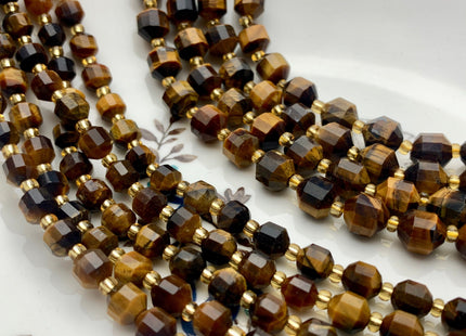 5x6mm 7x8mm AAA Faceted Energy Prism Cut Tiger Eye Gemstone Genuine Double Terminated Points Natural Yellow Gold Brown Tiger Eye Beads #3630