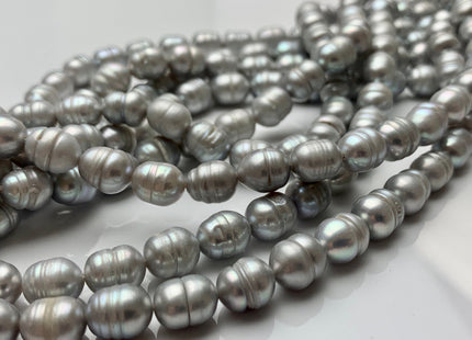 8x10 mm Silver Gray Color Rice Freshwater Pearl With Ring Genuine Freshwater Pearls Gray Rice Cultured Freshwater Pearl Beads #32
