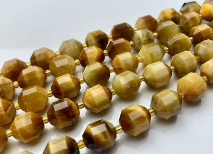 11x12mm AAA Half Strand Faceted Energy Prism Cut Golden Tiger Eye Gemstone Genuine Double Terminated Points Gemmy Gold Tiger Eye Beads #3602